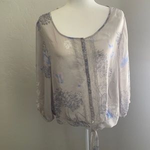 Sheer romantic floral blouse Express